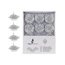 Mega Candles - Unscented 1.5" Floating Flower Candles - Silver, Set of 12