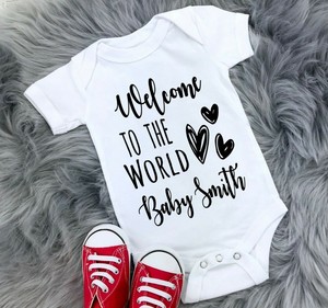 personalised welcome to the world baby grow