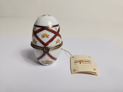 Del Prado ep17 Porzellan handgefertigt klappbar Schmuck Pillendose Eiform - Bild 2 von 11
