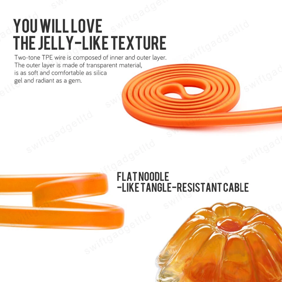 USB C Cable Flat Type C Fast Charging Data Lead for Sony Xperia 1 IV III 5 XZ3 - Image 3 of 4