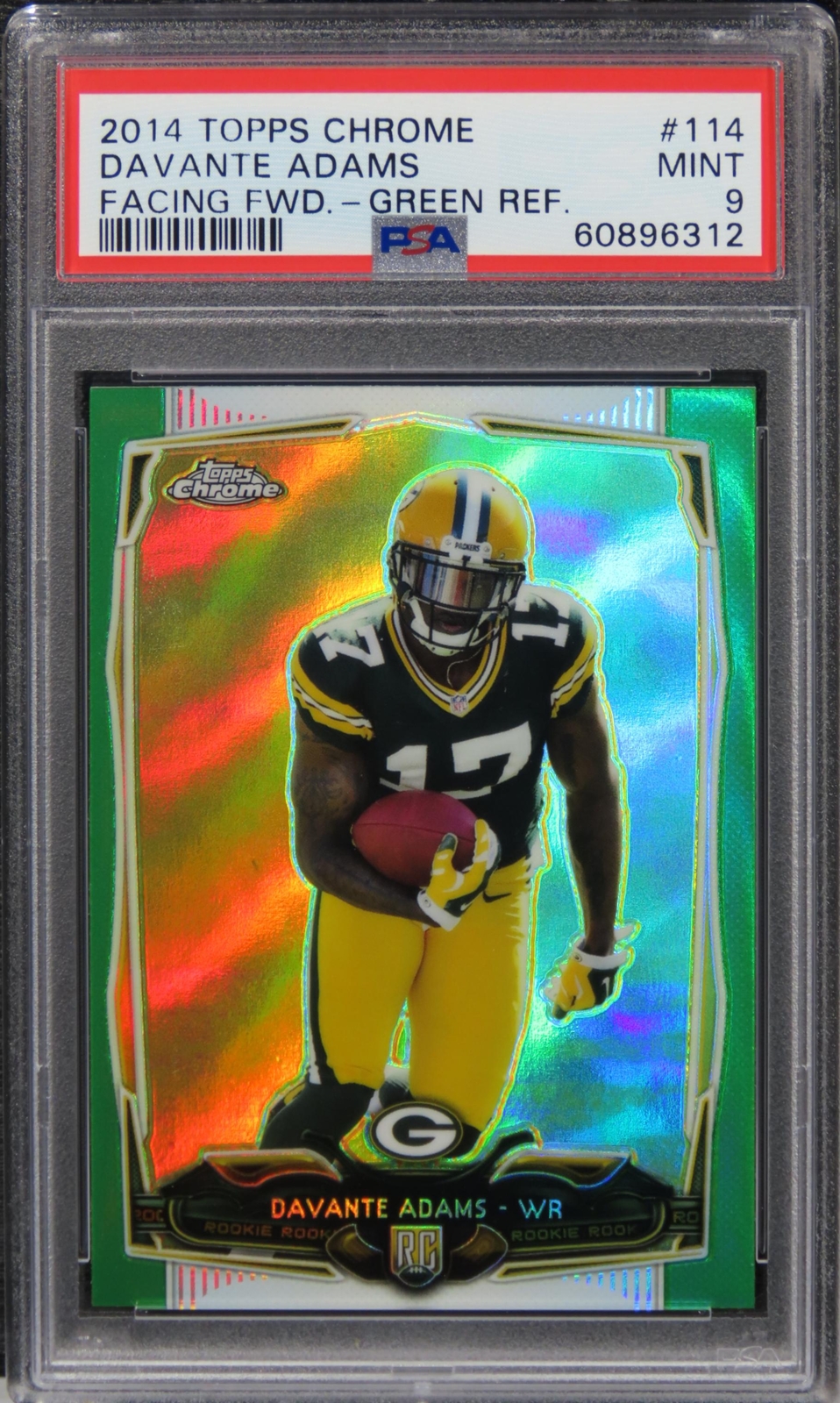2014 Topps Chrome Davante Adams FACING FWD.-GREEN REFRACTOR ROOKIE RC #114 PSA 9