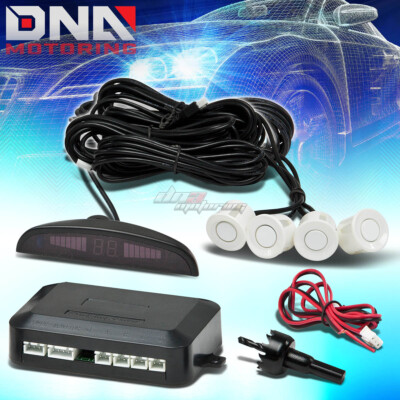 DNA CAR BACK-UP REVERSE PARKING SAFETY WHITE SENSOR RADAR+LED DISPLAY+BUZZER