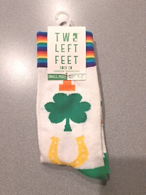 NEW Two Left Feet Socks Lucky Shamrock Shenanigans St. Patrick's Day Small Feet