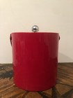 Vintage MCM RED Ice Bucket & Clear Lucite Lid Handle USA Entertain — photo 4