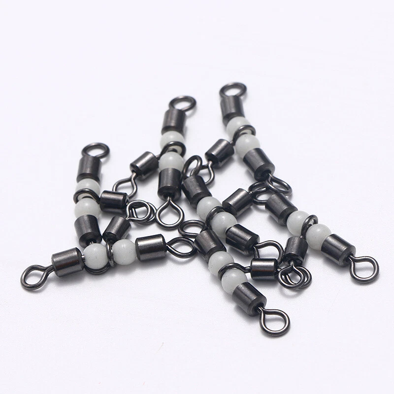 20/50/100 Pcs 3-Way Fishing Swivel Connector T-Turn Swivels Bass Luminous Beads - Image 2 of 4