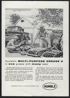 1950's era Humble Oil Multi Purpose Grease H Print Ad Farm Family Magazine