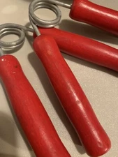 VTG Pair Wooden Wood RED Handle Hand Grip Exercise Grip Strengthener