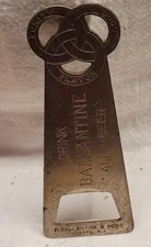 VINTAGE BALLENTINE ALE & BEER BOTTLE OPENER CHURCH KEY PURITY BODY FLAVOR POP