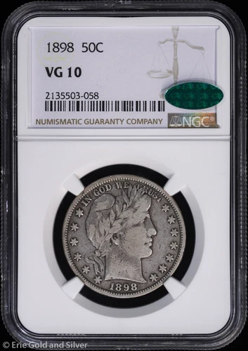 1898 50c Barber Half Dollar NGC VG 10 CAC