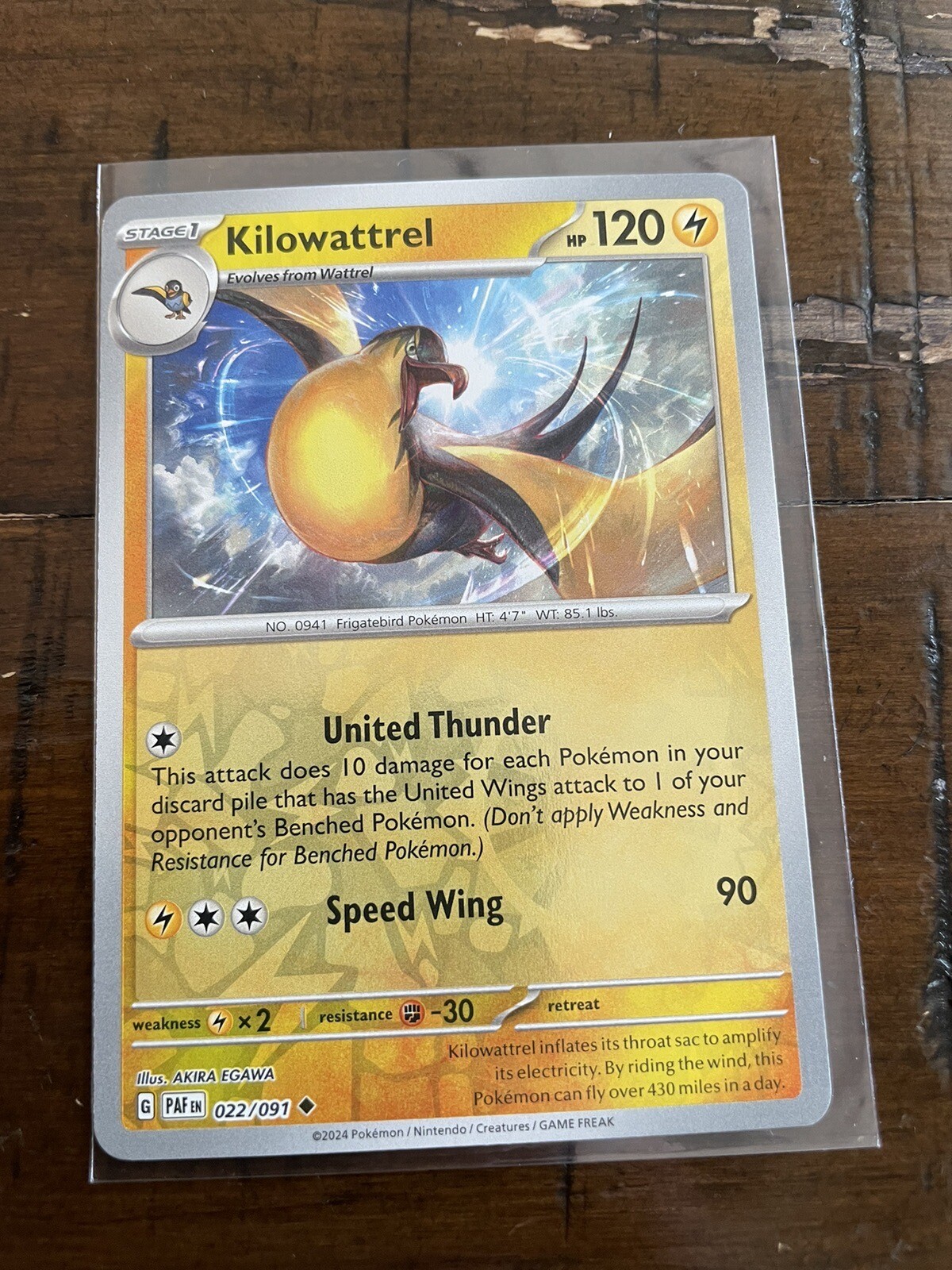 Reverse Holo Kilowattrel 022/091 Uncommon Paldean Fates NM
