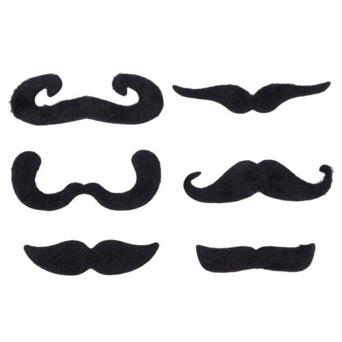  6 Pcs Fake Mexican Mustache Artificial Black Beard Halloween - Picture 1 of 12