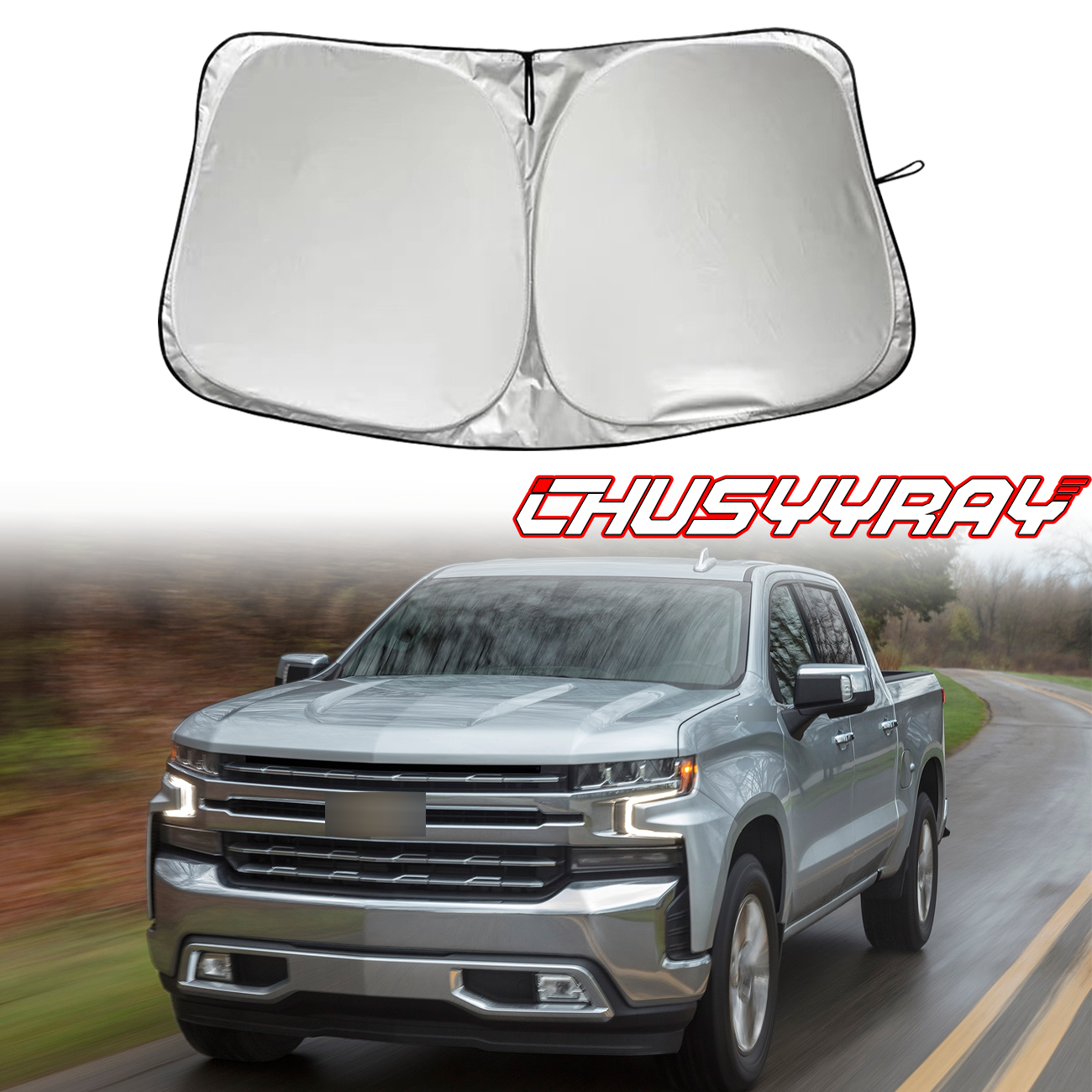 For Chevy Silverado 2019-2024 Car Front Windshield Sun Shade Reflective UV Cover
