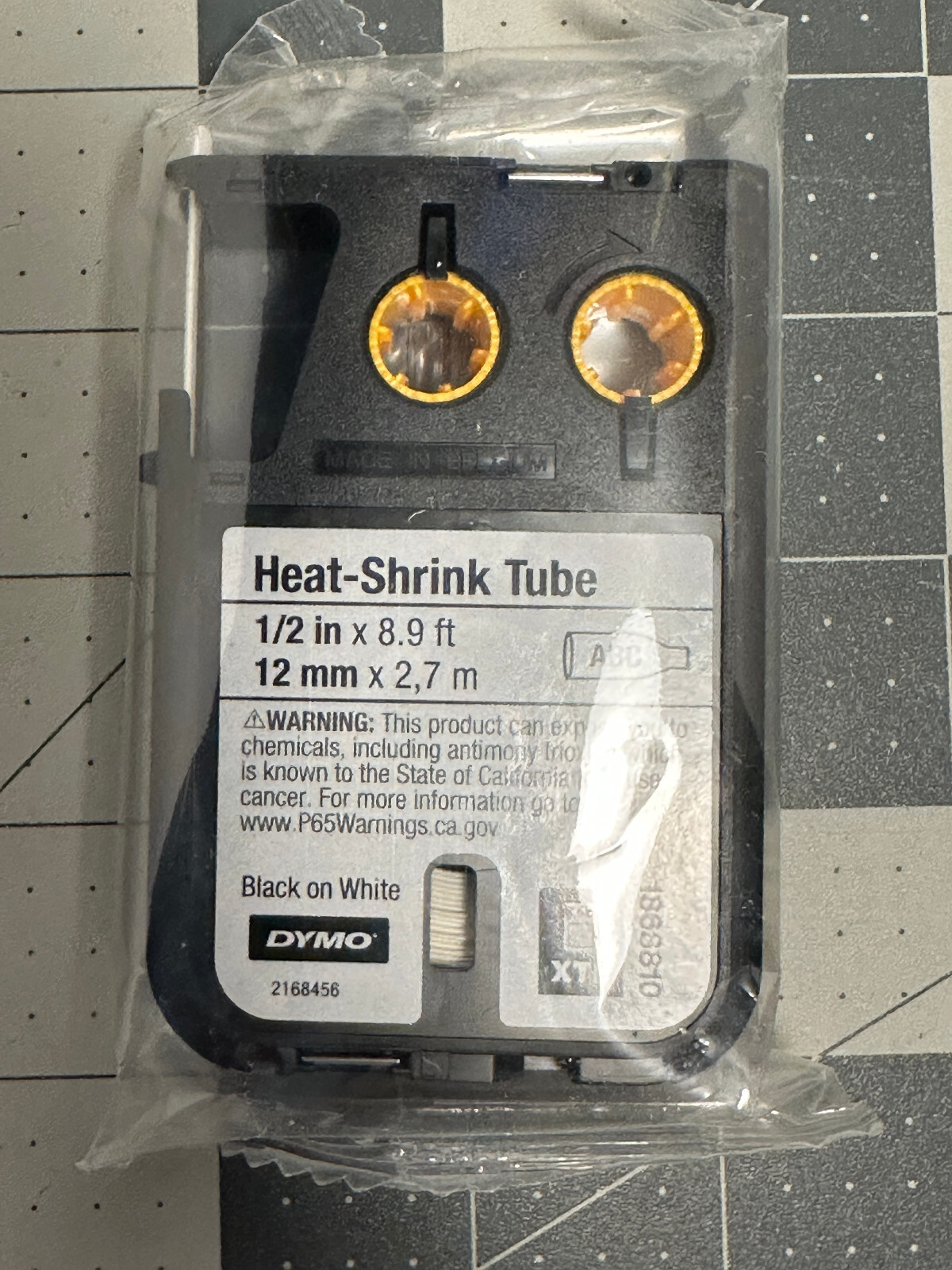 DYMO XTL HeatShrink Tube Labels 1/2" x 9.5 ft White/Black Print