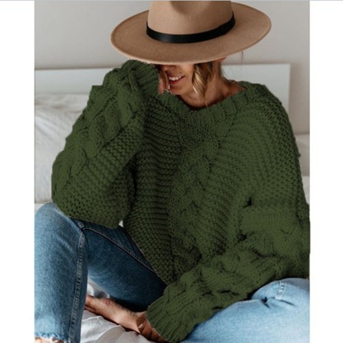 Women's Solid Color V-Neck Sweater - Cozy Loose Fit Pullover in Classic Style - Picture 10 of 26