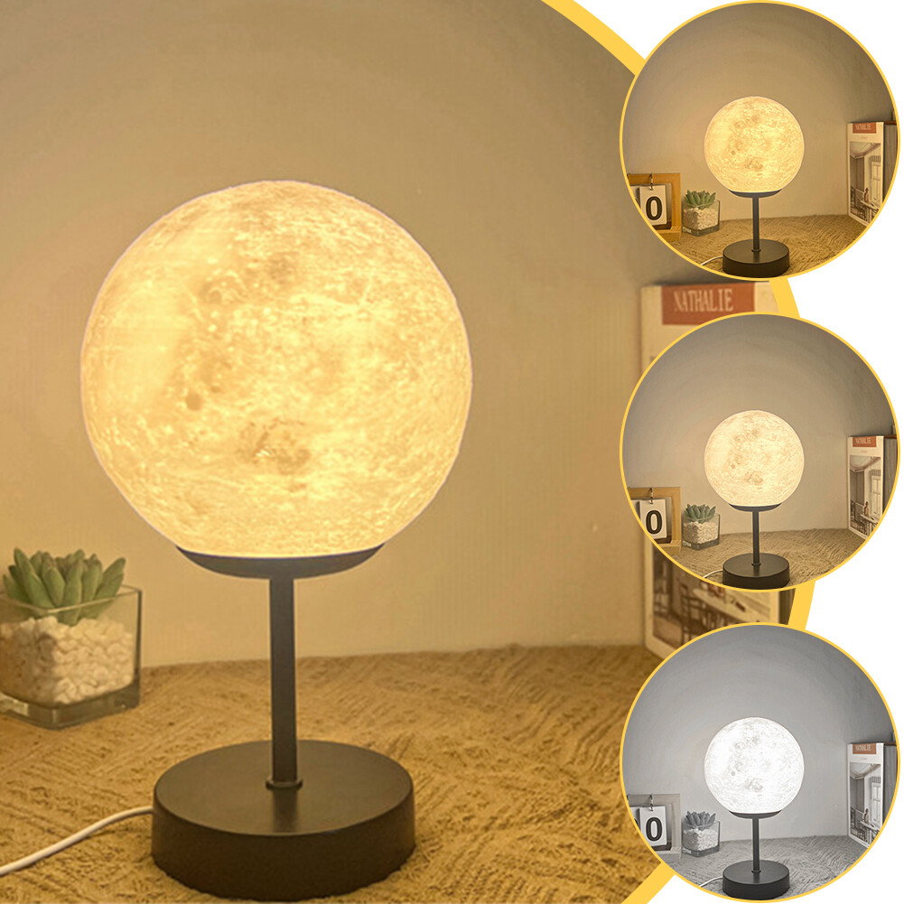 3D Moon Lamp Minimalism Bedside Table Lamp for Home Decor (White