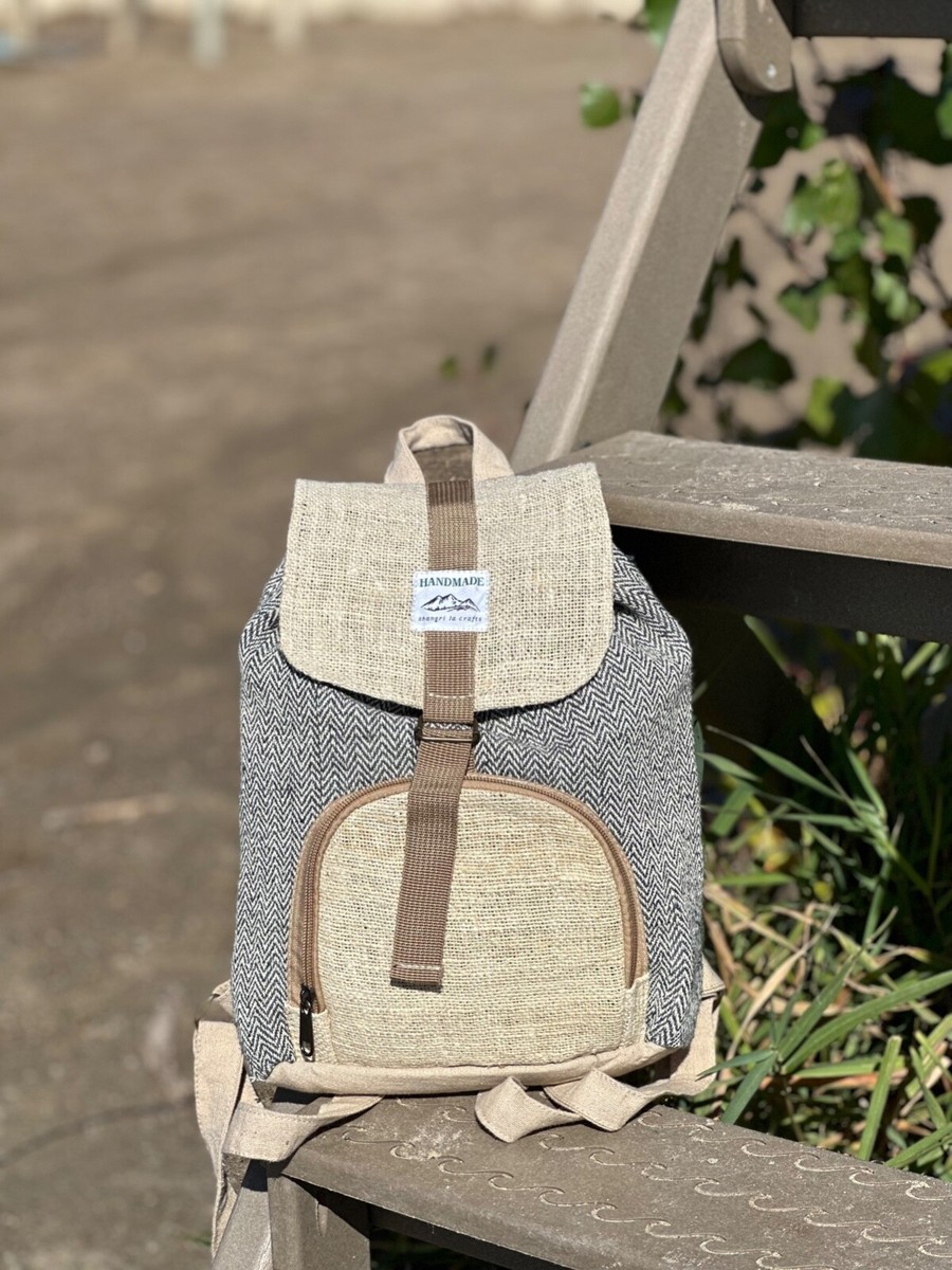 boho mini backpack Womens Canvas Rucksack Small Canvas Bag Chest Bag For Women This handmade hemp bag will comfortably fit up to a 10.2 iPad or 10 Laptop in the main compartment and has plenty of room to hold a wallet NEW MINI Backpack Purse Travel