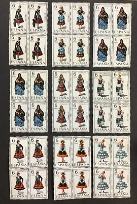 Spain 1967 VF-XF MNH Sc#1392-1441, in blocks of 4, Short 142-1444