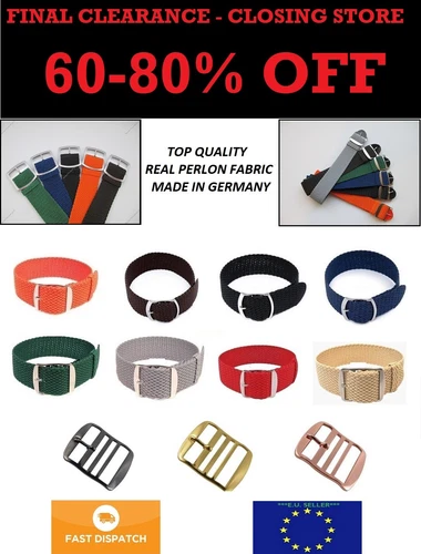 REAL Germany Made Perlon Braided  Watch Strap MANY colours 18mm 20mm 22mm