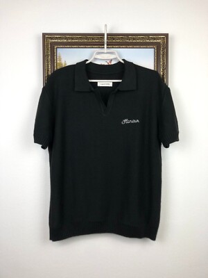 Flaneur Homme Black Mens Shirt Rare Jersey Fashion Style Hype Y2K Drill Size M