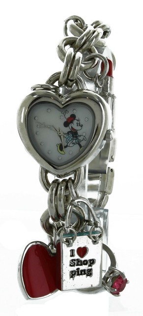 Disney Ladies Minnie Mouse Charm Bracelet Watch Mn19 Silver Tone H1 For Sale Online Ebay