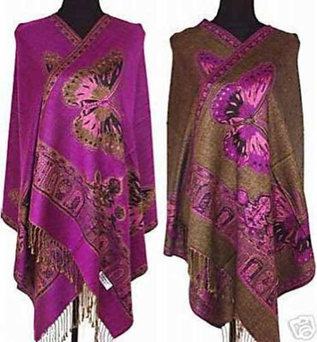Pashmina 中国女士女式丝绸披肩围巾裹巾蝴蝶多色 - 第 6 张/共 18 张
