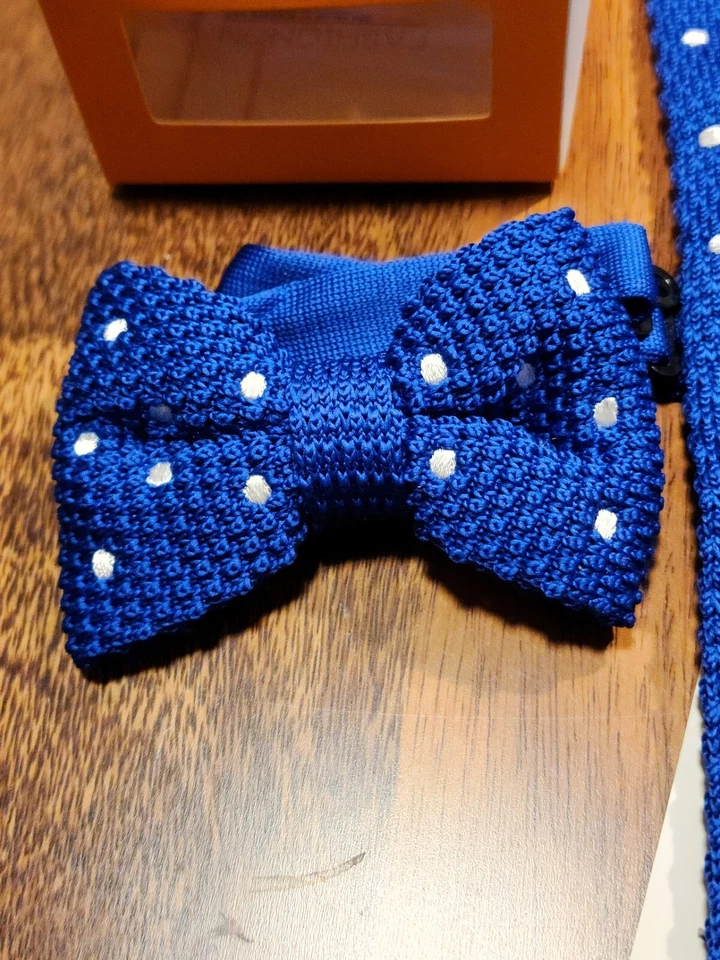 Corbata de lunares Dan Smith azul blanco combo nueva con etiquetas Foto 3 de 4