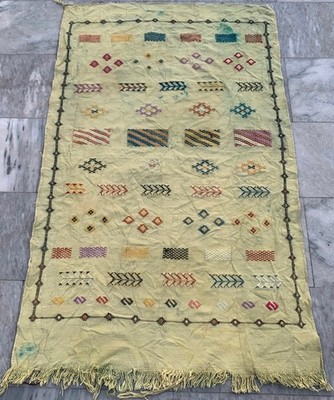 Vintage Handmade Kilim Moroccan Silk Sabra Kelim Area Rug 3x5 ft Free Ship