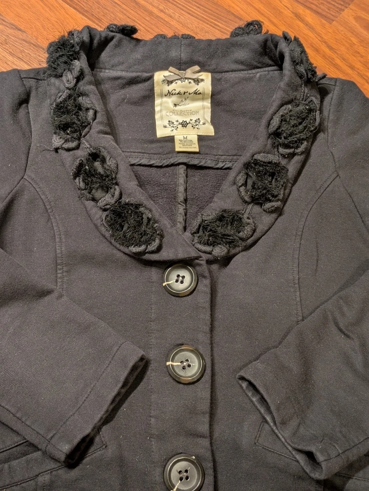 Nick & Mo Black Rosette Jacket Medium – Anthropologie Style Romantic Cottagecore - Image 3 of 4