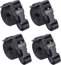 Buckle Straps with Clips, Adjustable Nylon Straps with Buckle, Black 4 Pack (4‘x
