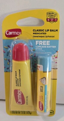 Carmex Classic Lip Balm With Cupcake   Batter Lip Balm SPF 15 SEALED!!