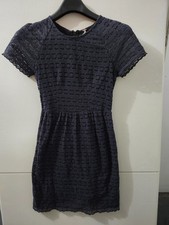 Free People Dress Womens 0 BLK Candy Lace Woven Short Sleeve Texture Lined Boho