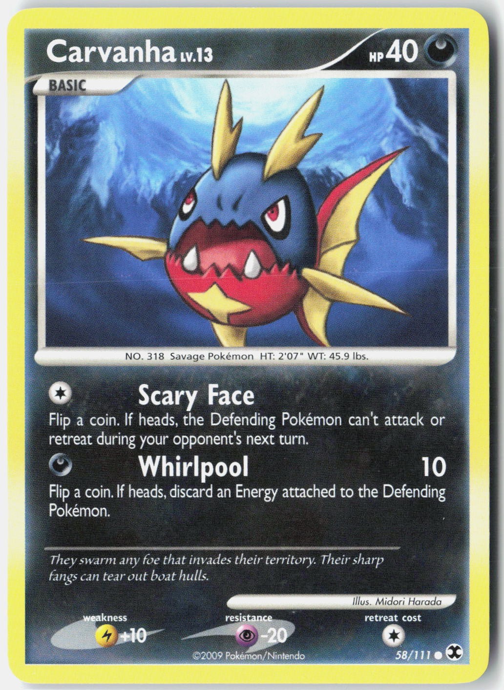 Carvanha Rising Rivals 58/111 Pokemon Card