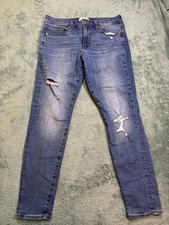 Universal Thread High-Rise Skinny Jeans Blue Distressed Button 5-Pocket