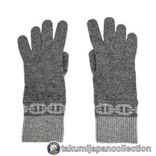 Hermes Gloves Heaven Cashmere M Size Gray Made in Italy Women's M-4947