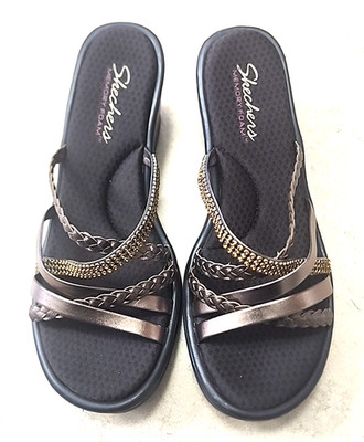 New Skechers Rumblers Wave Lassie Womens Sandals Size 10 Pewter