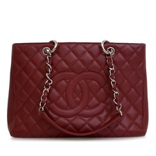 Chanel Caviar Grand Shopping Tote Women Red One Size