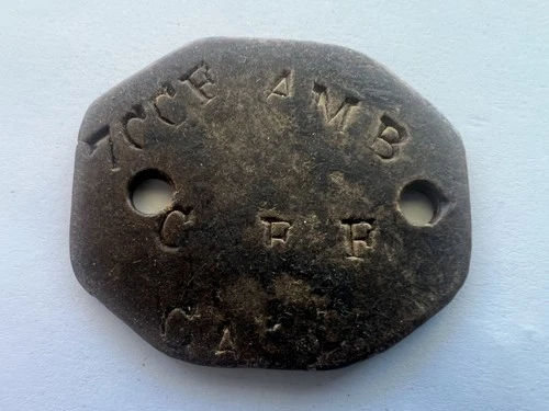 WWI Canadian - DOG TAG FIBRE IDENTITY DISC Canada Field Ambulance