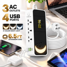 Surge Protector Power Strip Station with 4 USB Ports Night Light 6FT Extension