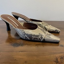Donald Pliner Snakeskin Pointed Mules Kitten ...
