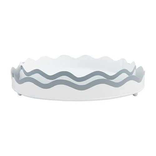 Mud Pie Metal Scalloped Tray Set, small 2" x 15" dia | large 2" x 17" dia,Trays - Image 2 of 4