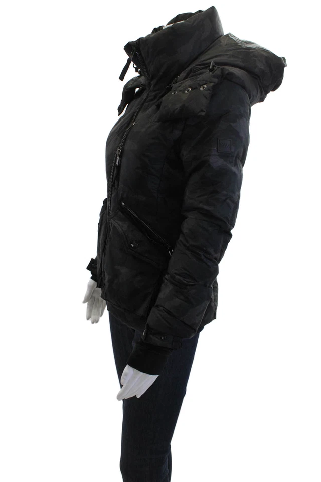 Chaqueta acolchada acolchada SAM para mujer negra camuflaje 85 % poliéster talla S Foto 2 de 4