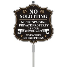 No Soliciting Private Property No Trespassing 24 hour Video Surveillance Sign...