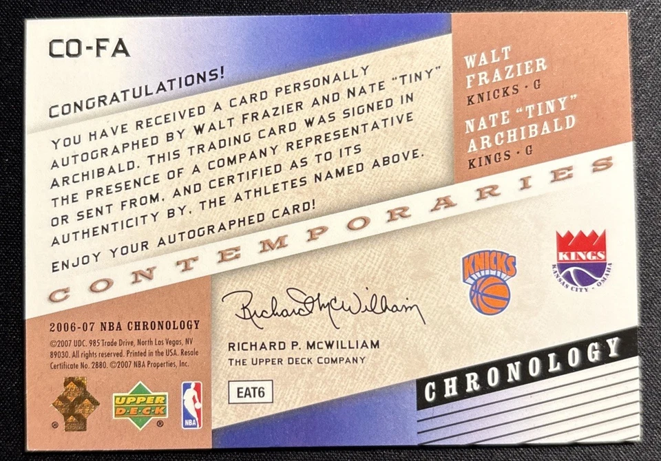 2006-07 UD Chronology Contemporaries Walt Frazier Nate Archibald doble automático/25 Foto 2 de 2