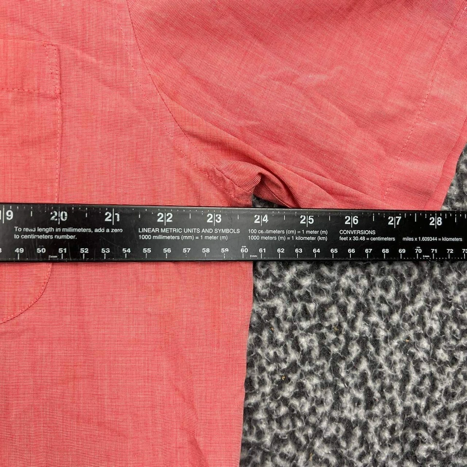 Рубашка мужская Basic Editions большая красная простая без рисунка на пуговицах карман с коротким рукавом L - Изображение 4 из 4