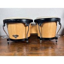 Latin Percussion CP Wood Bongos Natural Black Traditional Rim Hand Crafted LP
