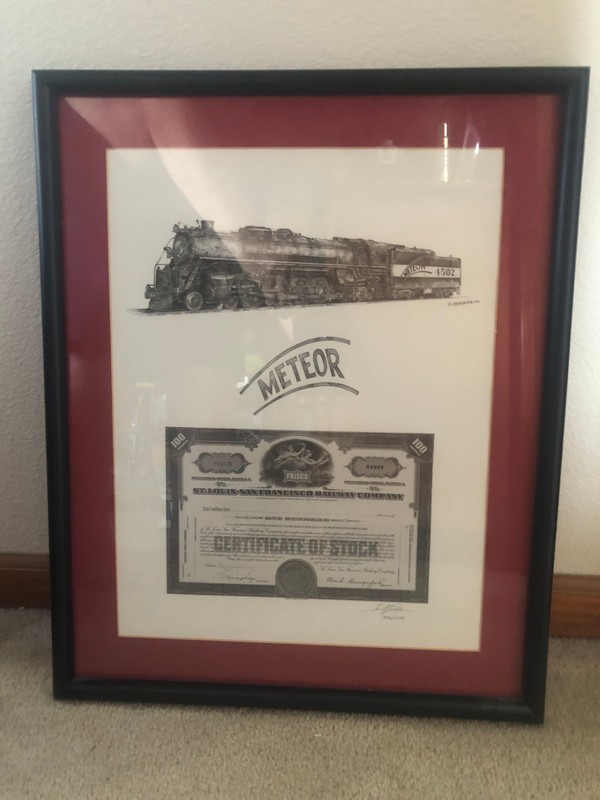 FRISCO METEOR 4502 LOCOMOTIVE LIMITED EDITION NUMBERED PRINT AUTOGRAPHED FRAMED