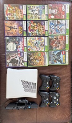 Microsoft Xbox 360 Console Lot w/ Kinect, 4 Controllers, Power Supply, 12 Games