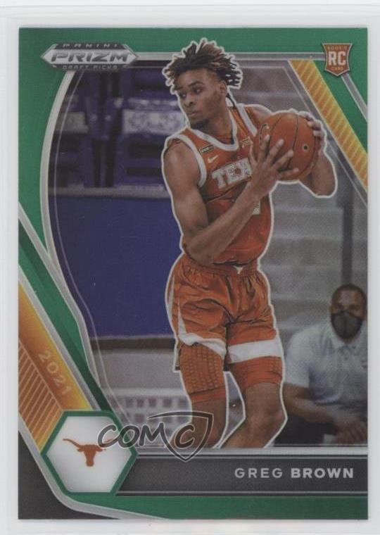 2021-22 Panini Prizm Draft Picks Green Prizm Greg Brown III #27 Rookie RC 0r45