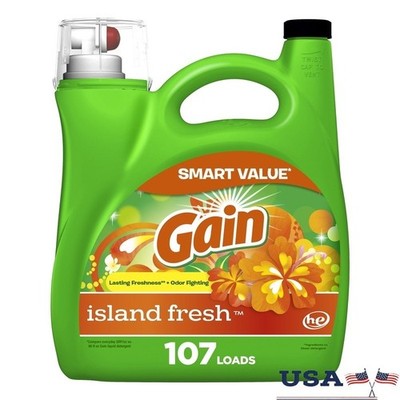 Island Fresh Laundry Detergent 154 fl oz Odor Fighting HE Compatible 107 Loads