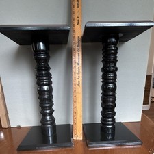 2 Large Black Wooden Pedestal Plant /Speaker ...